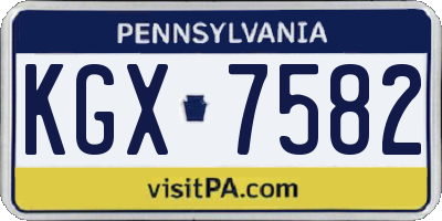 PA license plate KGX7582