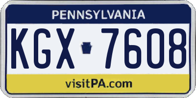 PA license plate KGX7608