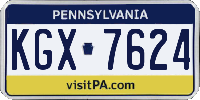 PA license plate KGX7624