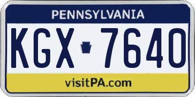 PA license plate KGX7640