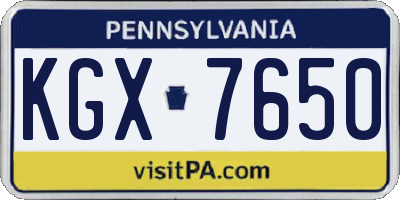 PA license plate KGX7650