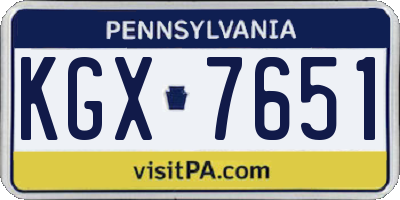 PA license plate KGX7651