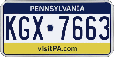 PA license plate KGX7663