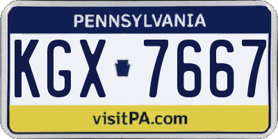 PA license plate KGX7667