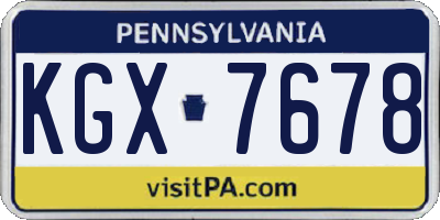 PA license plate KGX7678