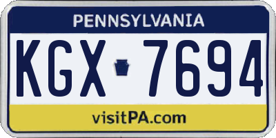 PA license plate KGX7694