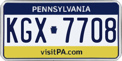 PA license plate KGX7708