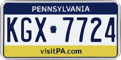 PA license plate KGX7724