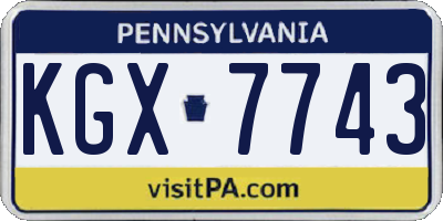 PA license plate KGX7743