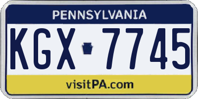 PA license plate KGX7745