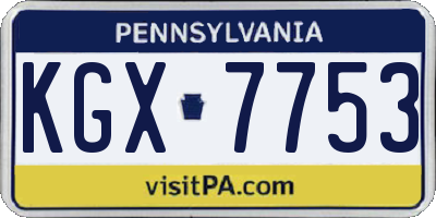 PA license plate KGX7753
