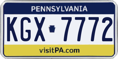 PA license plate KGX7772