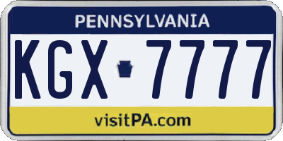 PA license plate KGX7777
