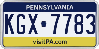 PA license plate KGX7783