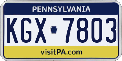 PA license plate KGX7803