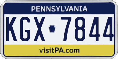 PA license plate KGX7844