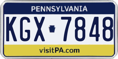 PA license plate KGX7848
