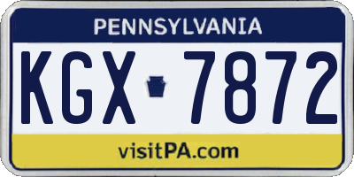PA license plate KGX7872
