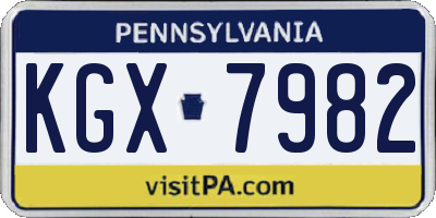 PA license plate KGX7982