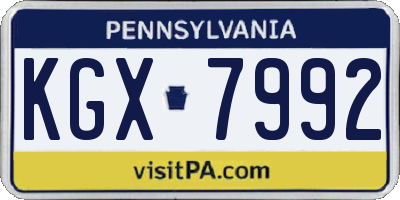 PA license plate KGX7992