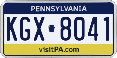 PA license plate KGX8041