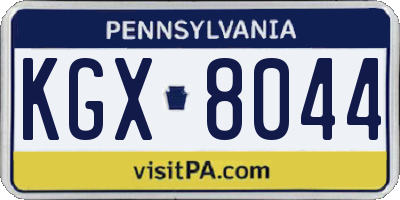 PA license plate KGX8044