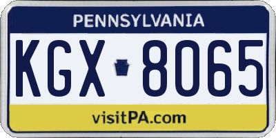 PA license plate KGX8065