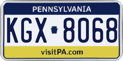 PA license plate KGX8068