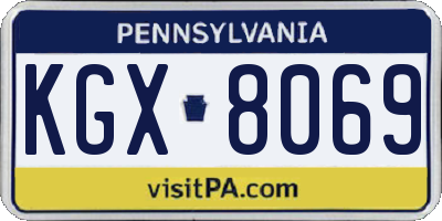 PA license plate KGX8069