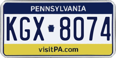 PA license plate KGX8074