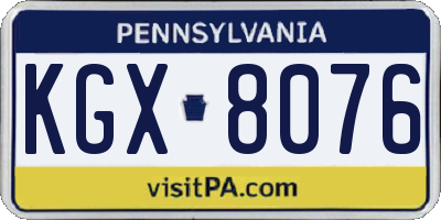 PA license plate KGX8076