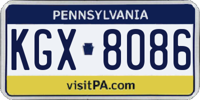PA license plate KGX8086