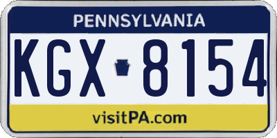 PA license plate KGX8154