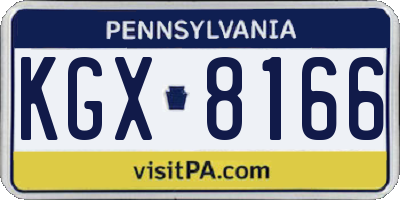 PA license plate KGX8166