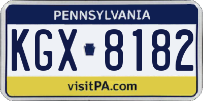 PA license plate KGX8182