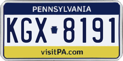 PA license plate KGX8191
