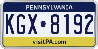PA license plate KGX8192