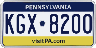 PA license plate KGX8200