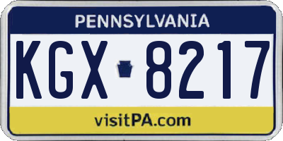 PA license plate KGX8217