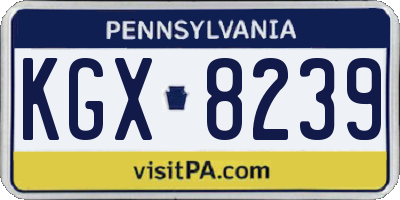 PA license plate KGX8239