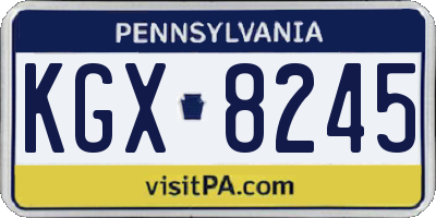 PA license plate KGX8245