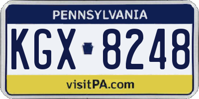 PA license plate KGX8248