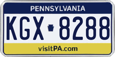 PA license plate KGX8288