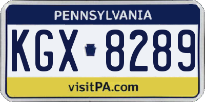 PA license plate KGX8289