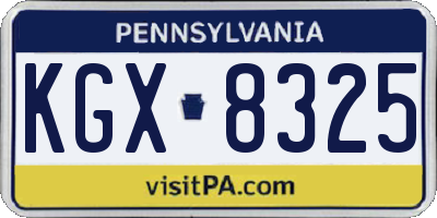 PA license plate KGX8325