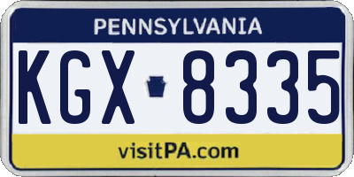 PA license plate KGX8335