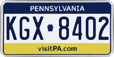 PA license plate KGX8402