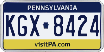 PA license plate KGX8424