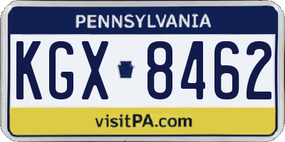 PA license plate KGX8462