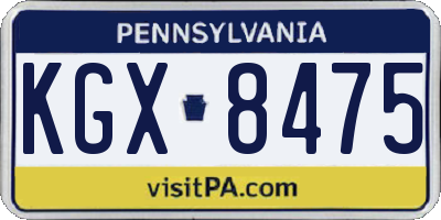 PA license plate KGX8475